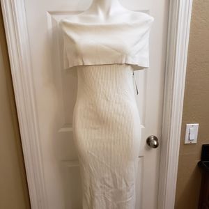 NWT Gabrielle Union White Off Shoulder Midi Dress